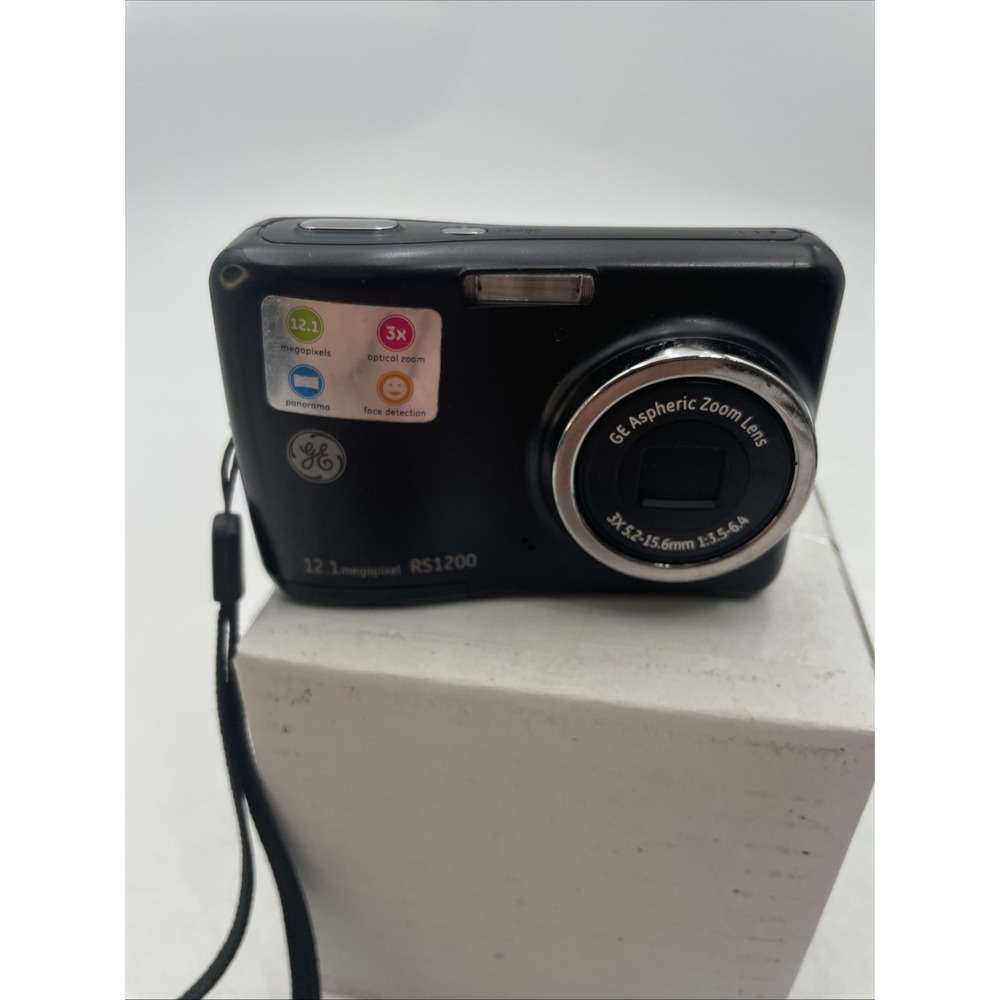 GE RS1200 12.4MP Digital Camera 3X Zoom+Battery+SD Card Black